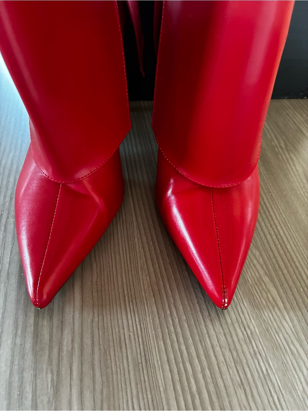 INC International Concepts Red Over-the-Knee Pointed Toe Stiletto Boots - Picture 3 of 7